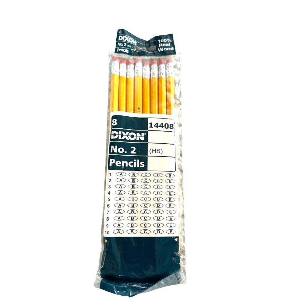 Dixon Pencils No. 2 Yellow Wood-Cased Black Core #2 8-Pencils New
